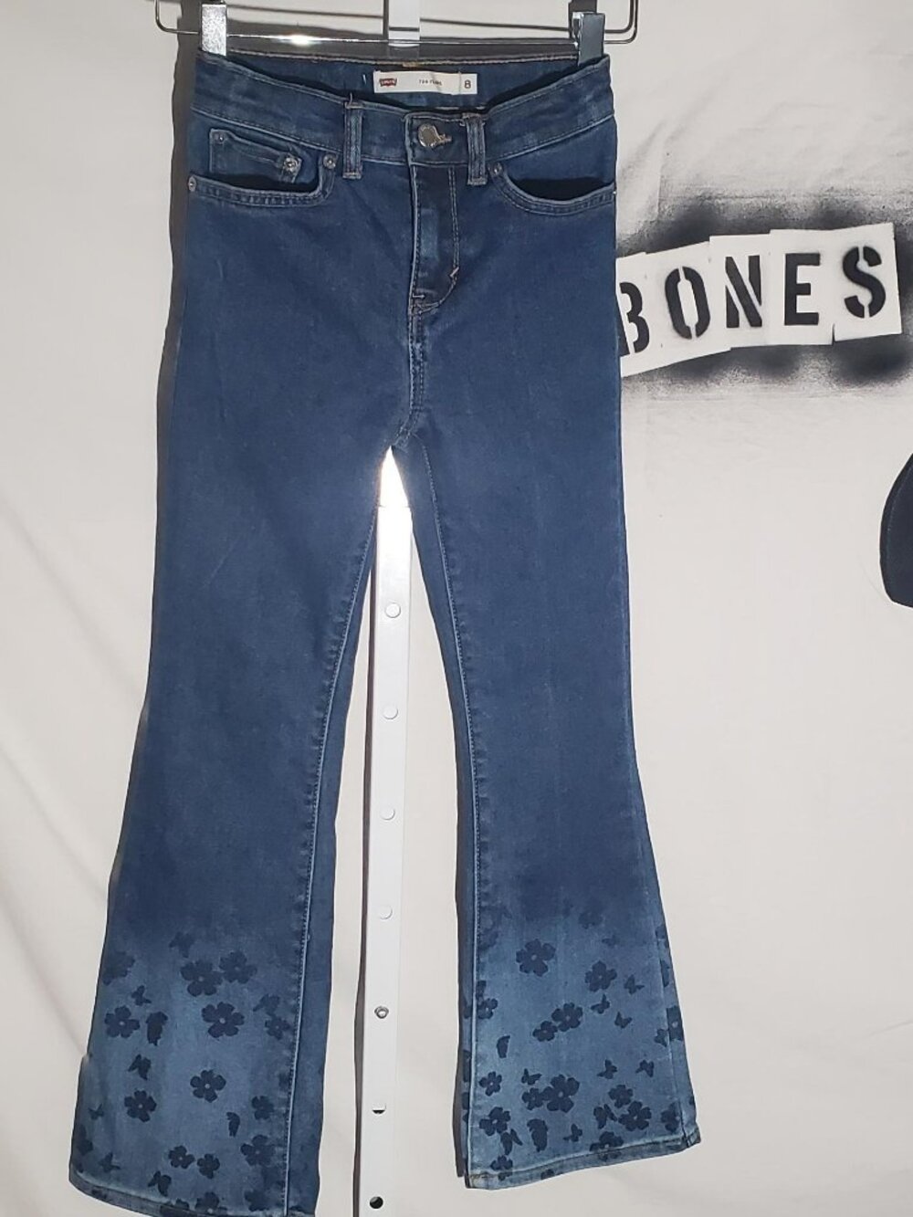 Levis 726 Flare Jeans With Butterflies and Flowers Sz 8 Reg